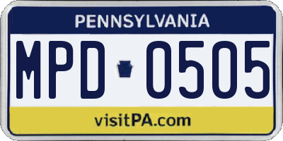 PA license plate MPD0505