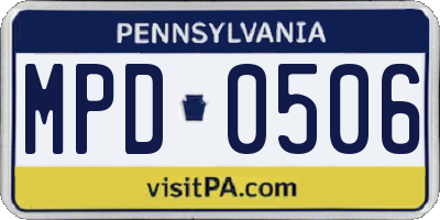 PA license plate MPD0506