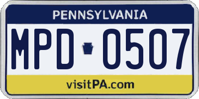 PA license plate MPD0507