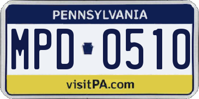 PA license plate MPD0510