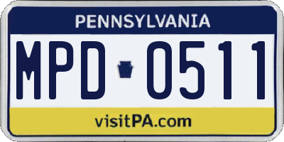 PA license plate MPD0511