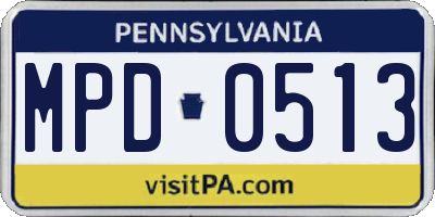 PA license plate MPD0513
