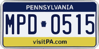 PA license plate MPD0515
