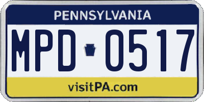 PA license plate MPD0517