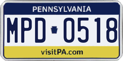 PA license plate MPD0518