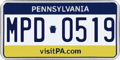 PA license plate MPD0519