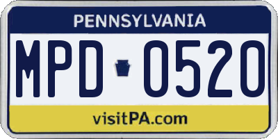 PA license plate MPD0520