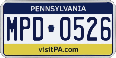 PA license plate MPD0526