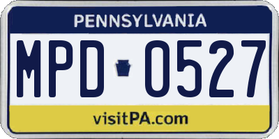 PA license plate MPD0527