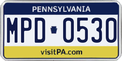 PA license plate MPD0530