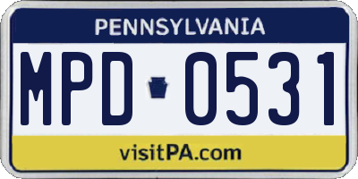 PA license plate MPD0531