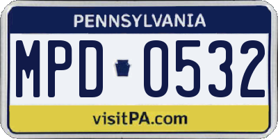 PA license plate MPD0532