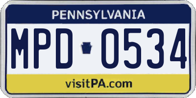 PA license plate MPD0534