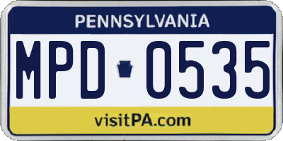 PA license plate MPD0535