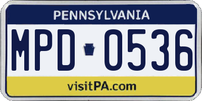 PA license plate MPD0536