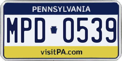 PA license plate MPD0539