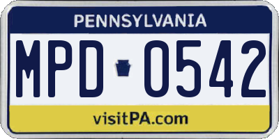 PA license plate MPD0542