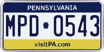 PA license plate MPD0543