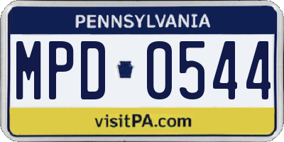 PA license plate MPD0544