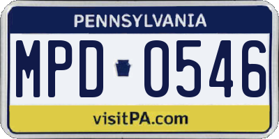 PA license plate MPD0546