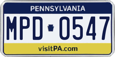 PA license plate MPD0547
