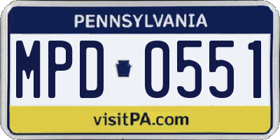 PA license plate MPD0551