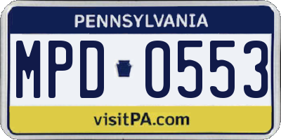 PA license plate MPD0553