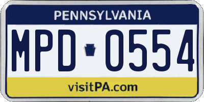 PA license plate MPD0554