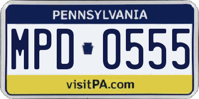 PA license plate MPD0555