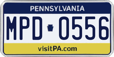 PA license plate MPD0556