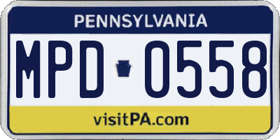 PA license plate MPD0558