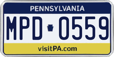 PA license plate MPD0559