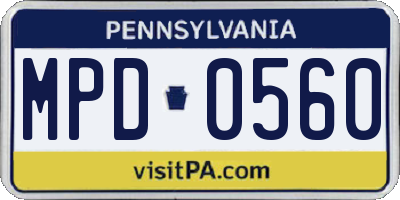 PA license plate MPD0560