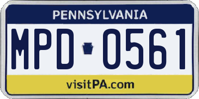 PA license plate MPD0561