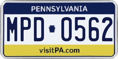 PA license plate MPD0562