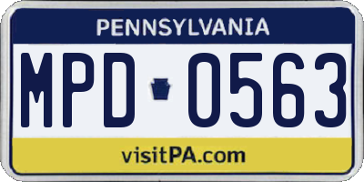 PA license plate MPD0563