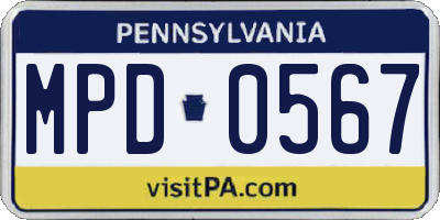PA license plate MPD0567