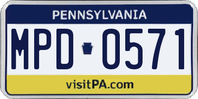 PA license plate MPD0571