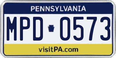 PA license plate MPD0573