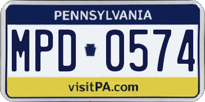 PA license plate MPD0574
