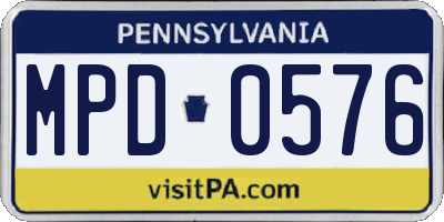 PA license plate MPD0576