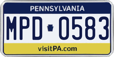 PA license plate MPD0583