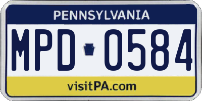 PA license plate MPD0584