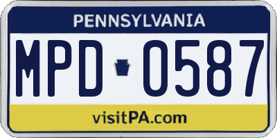 PA license plate MPD0587