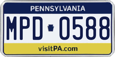 PA license plate MPD0588