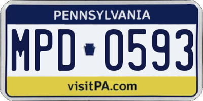 PA license plate MPD0593