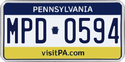 PA license plate MPD0594