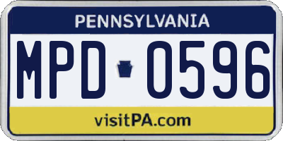 PA license plate MPD0596