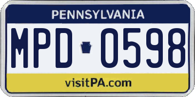 PA license plate MPD0598