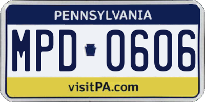 PA license plate MPD0606